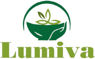 Lumiva logo with green leaf design on a white background